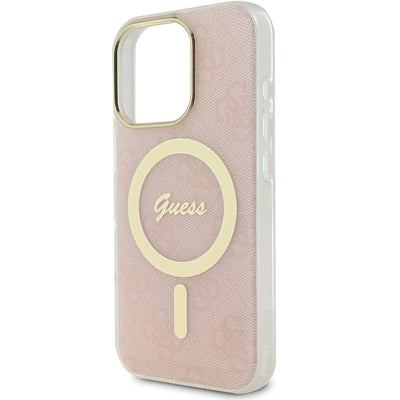 Apple iPhone 16 Pro Max Kılıf Guess Orjinal Lisanslı Magsafe Şarj Özellikli Yazı Logolu 4G Desenli Kapak Pembe