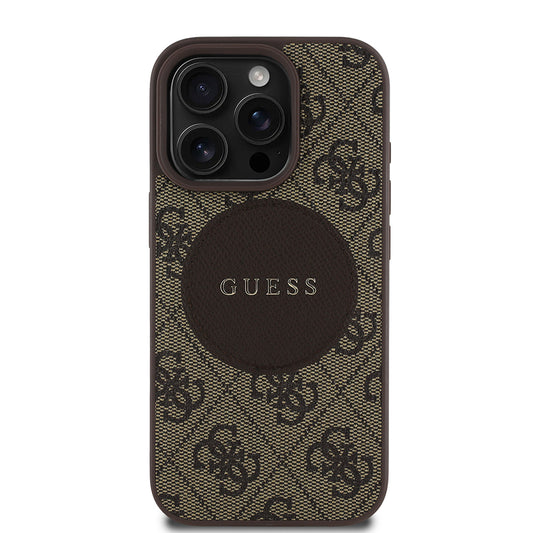 iPhone 16 Pro Max Kılıf Guess Orjinal Lisanslı M-safe Şarj Özellikli Yazı Logolu Circle Classic Kılıf