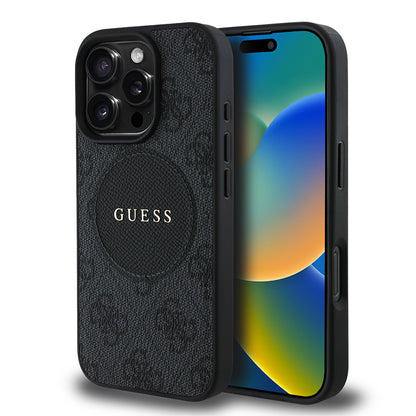 iPhone 16 Pro Max Kılıf Guess Orjinal Lisanslı M-safe Şarj Özellikli Yazı Logolu Circle Classic Kılıf