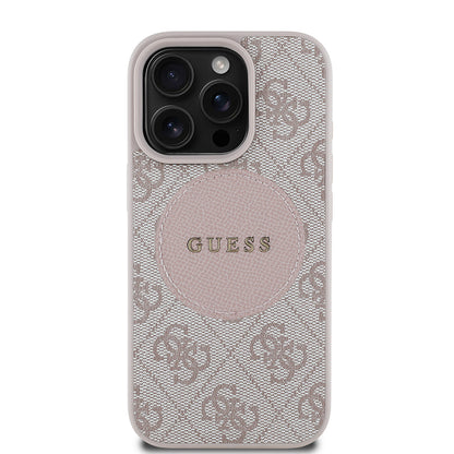 iPhone 16 Pro Max Kılıf Guess Orjinal Lisanslı M-safe Şarj Özellikli Yazı Logolu Circle Classic Kılıf