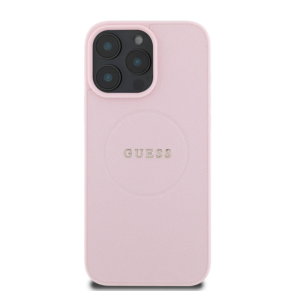 iPhone 16 Pro Max Kılıf Guess Orjinal Lisanslı M-safe Şarj Özellikli Yazı Logolu Grained Kılıf