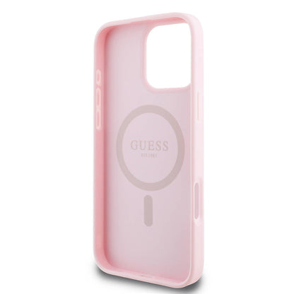 iPhone 16 Pro Max Kılıf Guess Orjinal Lisanslı M-safe Şarj Özellikli Yazı Logolu Grained Kılıf