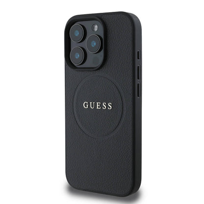 iPhone 16 Pro Max Kılıf Guess Orjinal Lisanslı M-safe Şarj Özellikli Yazı Logolu Grained Kılıf