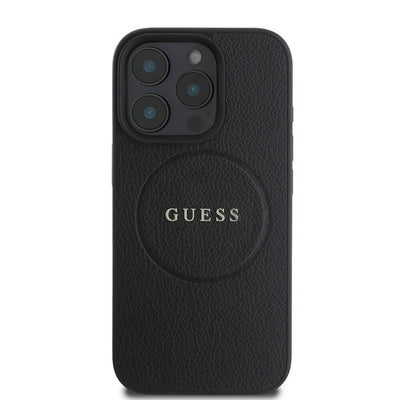 Apple iPhone 16 Pro Max Kılıf Guess Orjinal Lisanslı Magsafe Şarj Özellikli Yazı Logolu Grained Kapak Pembe