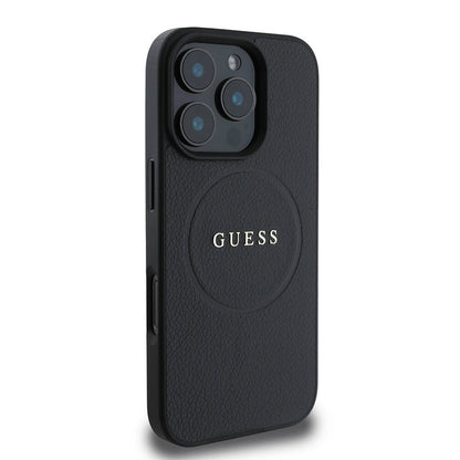 iPhone 16 Pro Max Kılıf Guess Orjinal Lisanslı M-safe Şarj Özellikli Yazı Logolu Grained Kılıf