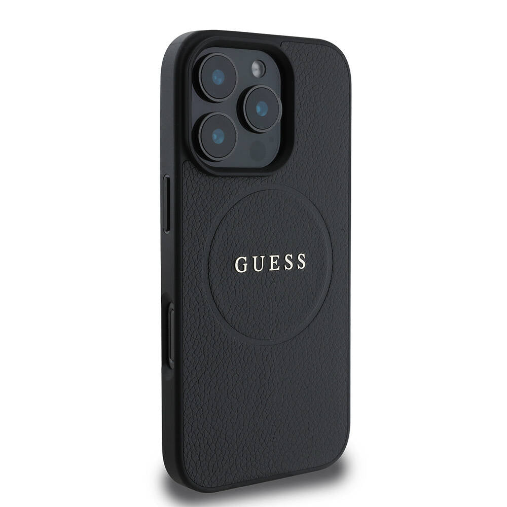 Apple iPhone 16 Pro Max Kılıf Guess Orjinal Lisanslı Magsafe Şarj Özellikli Yazı Logolu Grained Kapak Yeşil
