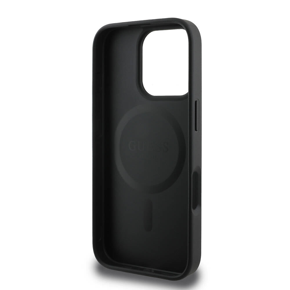 iPhone 16 Pro Max Kılıf Guess Orjinal Lisanslı M-safe Şarj Özellikli Yazı Logolu Grained Kılıf
