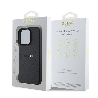 iPhone 16 Pro Max Kılıf Guess Orjinal Lisanslı M-safe Şarj Özellikli Yazı Logolu Grained Kılıf