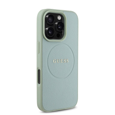 Apple iPhone 16 Pro Max Kılıf Guess Orjinal Lisanslı Magsafe Şarj Özellikli Yazı Logolu Grained Kapak Pembe