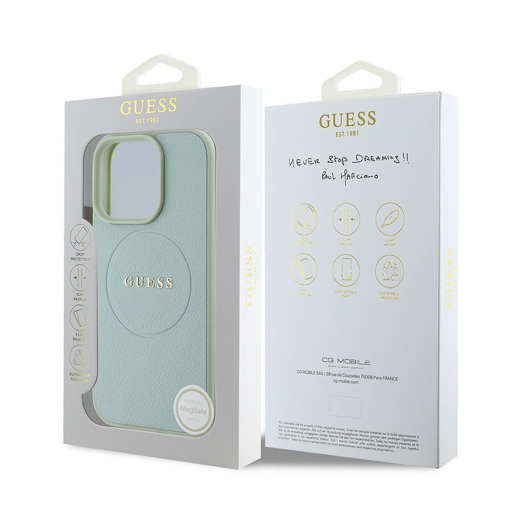 Apple iPhone 16 Pro Max Kılıf Guess Orjinal Lisanslı Magsafe Şarj Özellikli Yazı Logolu Grained Kapak Pembe