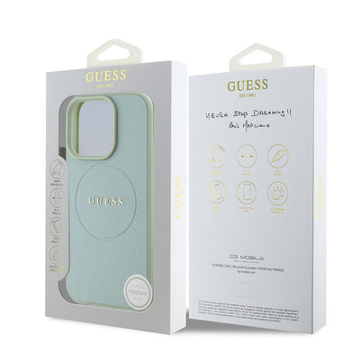 Apple iPhone 16 Pro Max Kılıf Guess Orjinal Lisanslı Magsafe Şarj Özellikli Yazı Logolu Grained Kapak Pembe