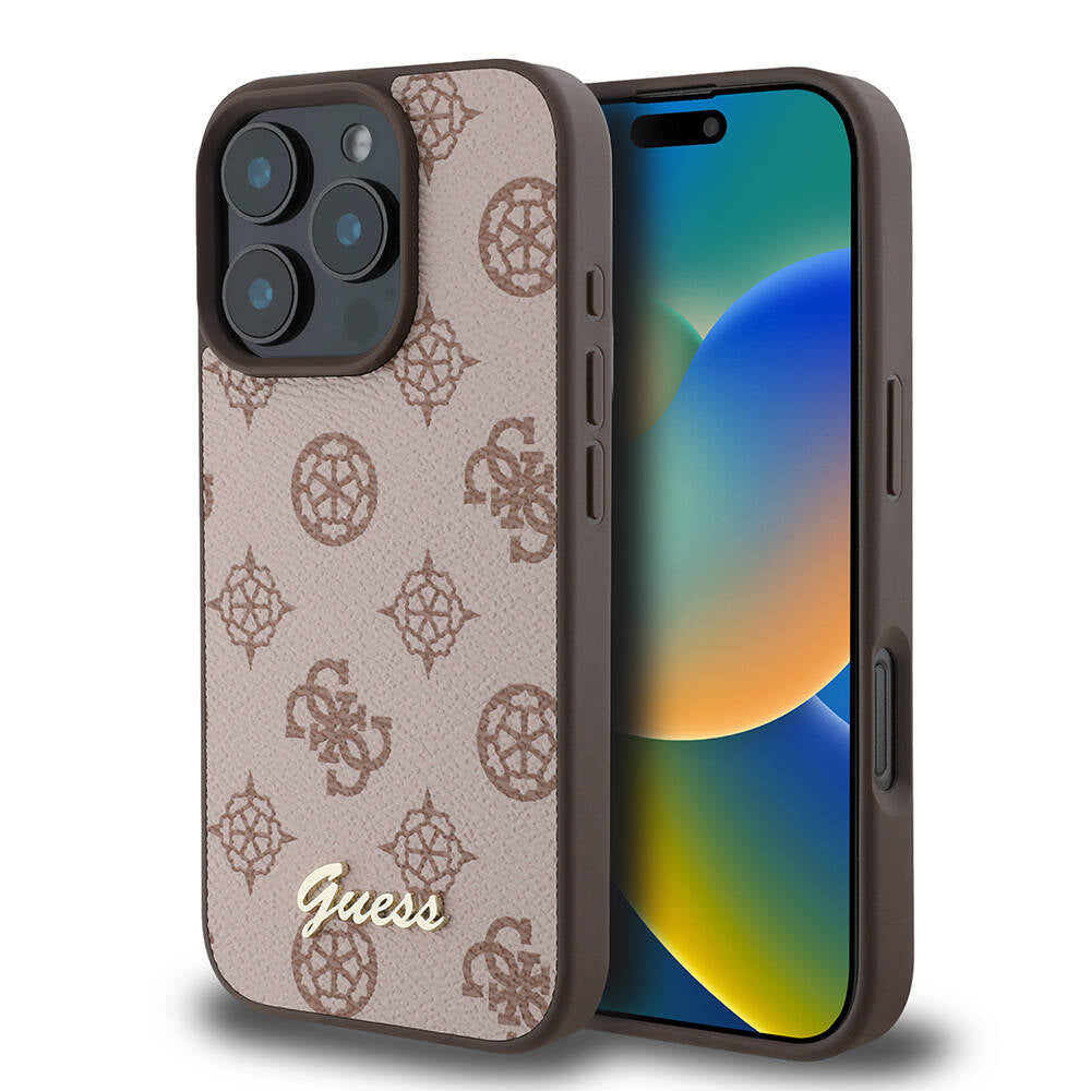 iPhone 16 Pro Max Kılıf Guess Orjinal Lisanslı M-safe Şarj Özellikli Yazı Logolu Peony Kılıf