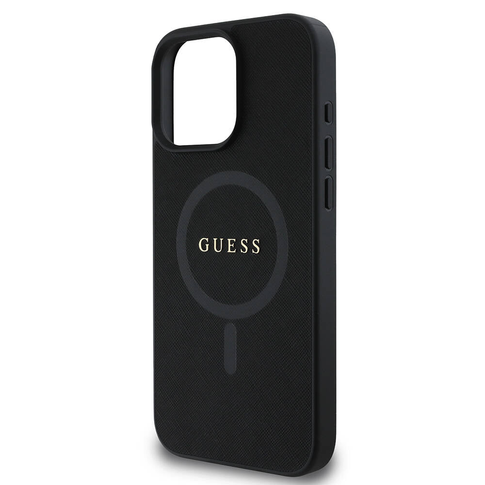 iPhone 16 Pro Max Kılıf Guess Orjinal Lisanslı M-safe Şarj Özellikli Yazı Logolu Saffiano Classic Kılıf