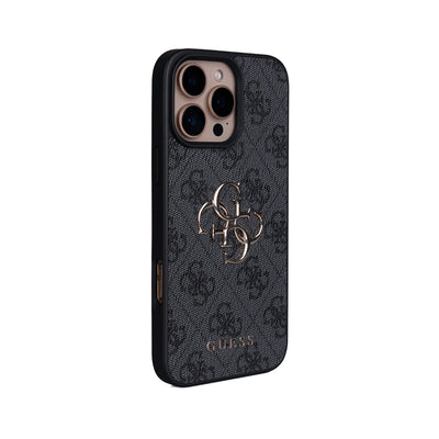 Apple iPhone 16 Pro Max Kılıf Guess Orjinal Lisanslı PU Deri 4G Büyük Metal Logolu Çapraz Vücut Askılı Kapak Kahverengi