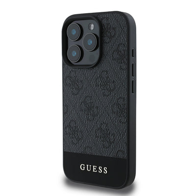 Apple iPhone 16 Pro Max Kılıf Guess Orjinal Lisanslı PU Deri Şerit Logo Dizaynlı Kapak Kahverengi