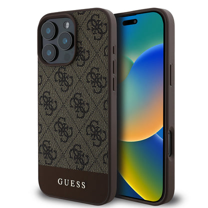 iPhone 16 Pro Max Kılıf Guess Orjinal Lisanslı PU Deri Şerit Logo Dizaynlı Kılıf