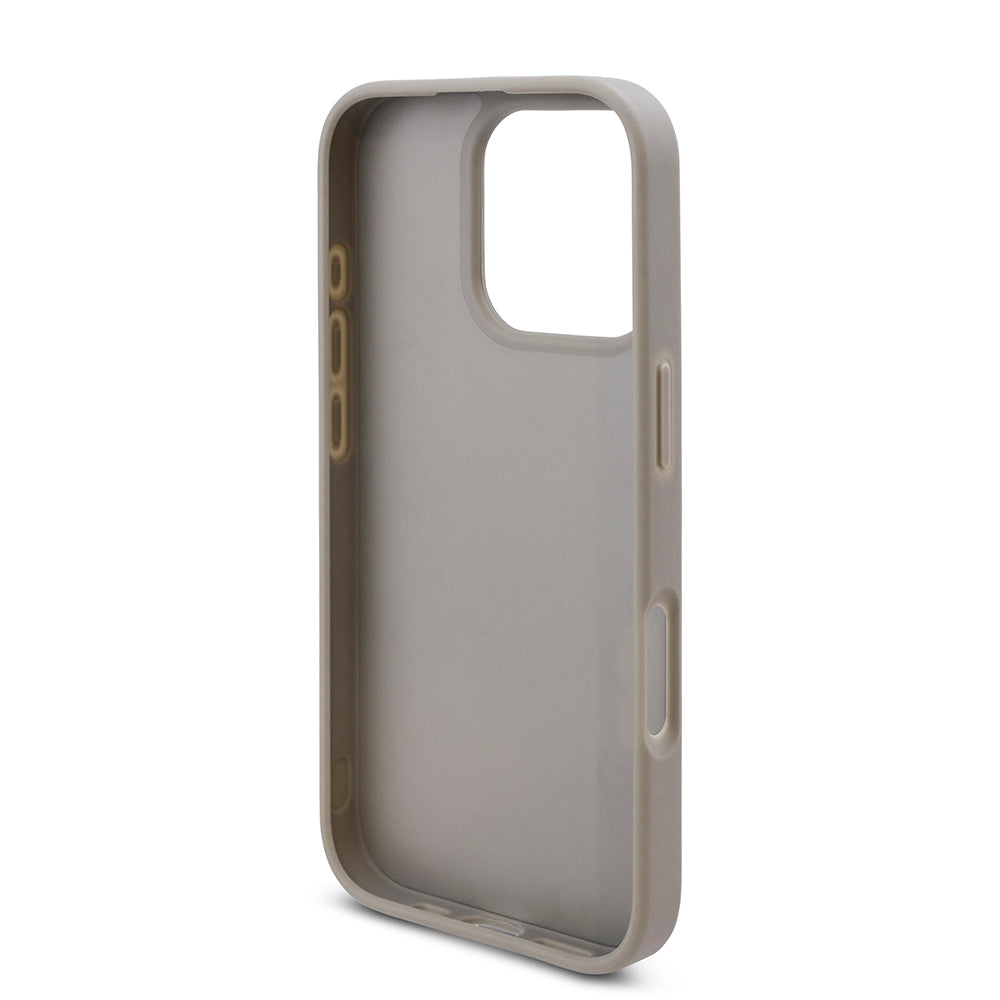 Apple iPhone 16 Pro Max Kılıf Guess Orjinal Lisanslı Taşlı Arka Yüzey Üçgen Logolu Kapak Gold