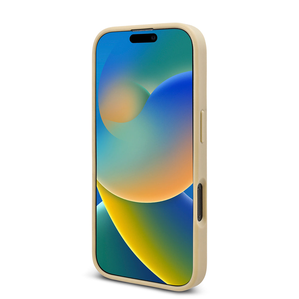 Apple iPhone 16 Pro Max Kılıf Guess Orjinal Lisanslı Taşlı Arka Yüzey Üçgen Logolu Kapak Pembe