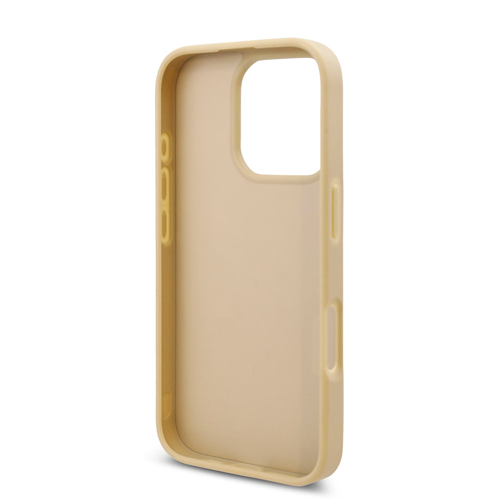 Apple iPhone 16 Pro Max Kılıf Guess Orjinal Lisanslı Taşlı Arka Yüzey Üçgen Logolu Kapak Pembe