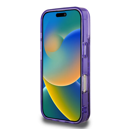 iPhone 16 Pro Max Kılıf Guess Orjinal Lisanslı Transparan Sıvılı Simli Altın Çizgili Kılıf