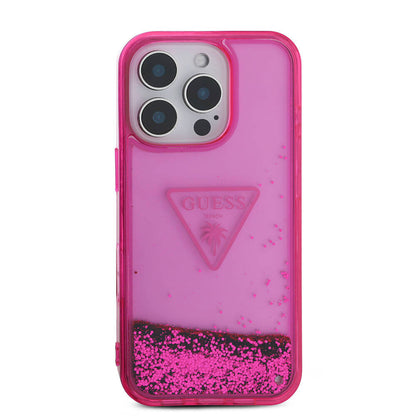 iPhone 16 Pro Max Kılıf Guess Orjinal Lisanslı Transparan Sıvılı Simli Dizayn Kılıf