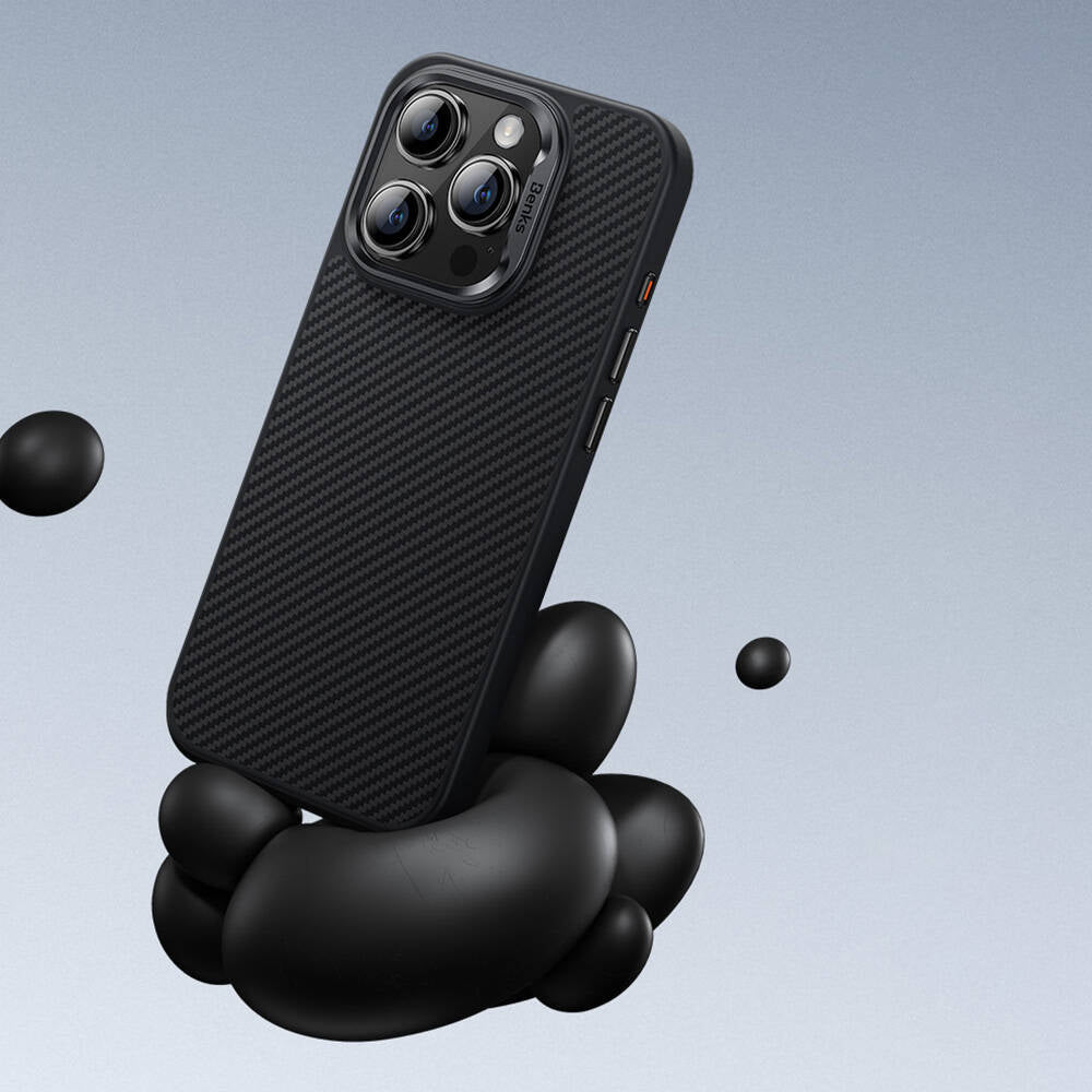 iPhone 16 Pro Max Kılıf Karbon Fiber M-safe Şarj Özellikli Benks Hybrid ArmorPro 600D Kevlar Kılıf