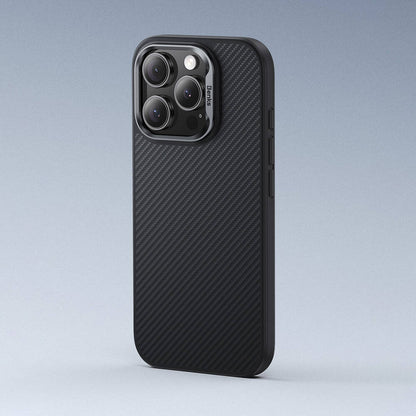 iPhone 16 Pro Max Kılıf Karbon Fiber M-safe Şarj Özellikli Benks Hybrid ArmorPro 600D Kevlar Kılıf