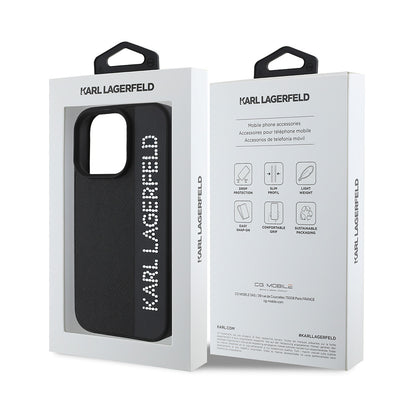 Apple iPhone 16 Pro Max Kılıf Karl Lagerfeld Orjinal Lisanslı Anahtarlıklı Taşlı KL Yazılı Saffiano Rhinestones Kapak Pembe