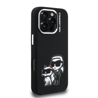 iPhone 16 Pro Max Kılıf Karl Lagerfeld Orjinal Lisanslı Karl & Choupette Sketch Logo Sililkon Kılıf