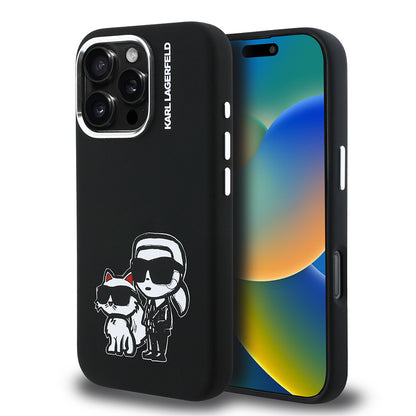 iPhone 16 Pro Max Kılıf Karl Lagerfeld Orjinal Lisanslı Karl & Choupette Sketch Logo Sililkon Kılıf