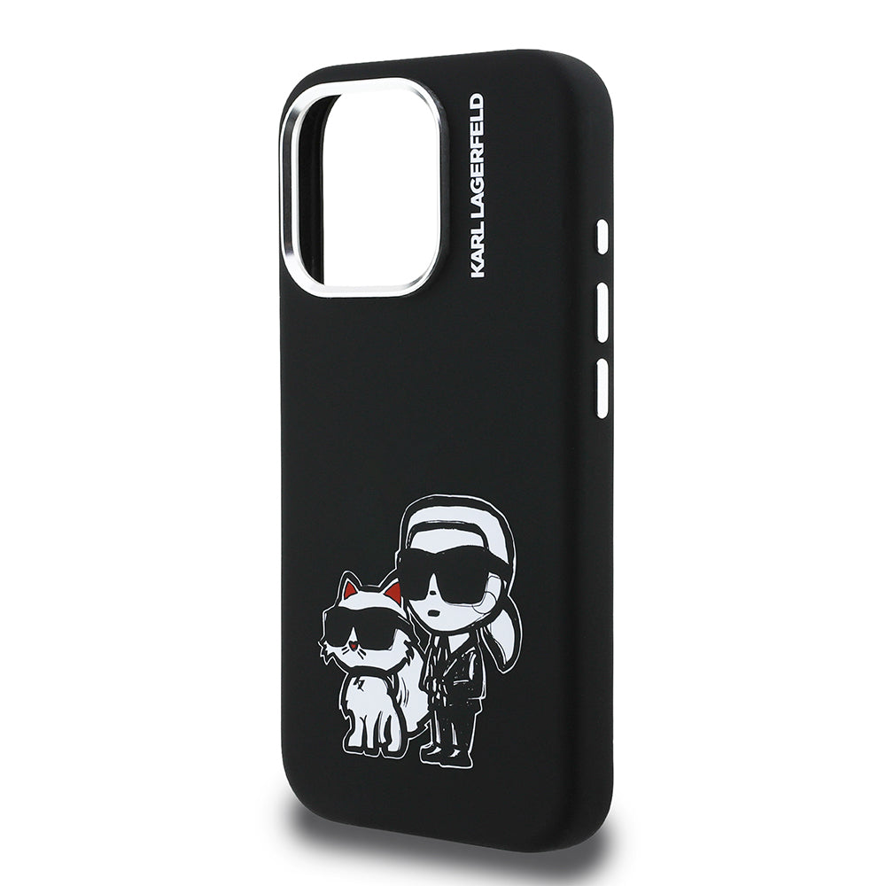 iPhone 16 Pro Max Kılıf Karl Lagerfeld Orjinal Lisanslı Karl & Choupette Sketch Logo Sililkon Kılıf