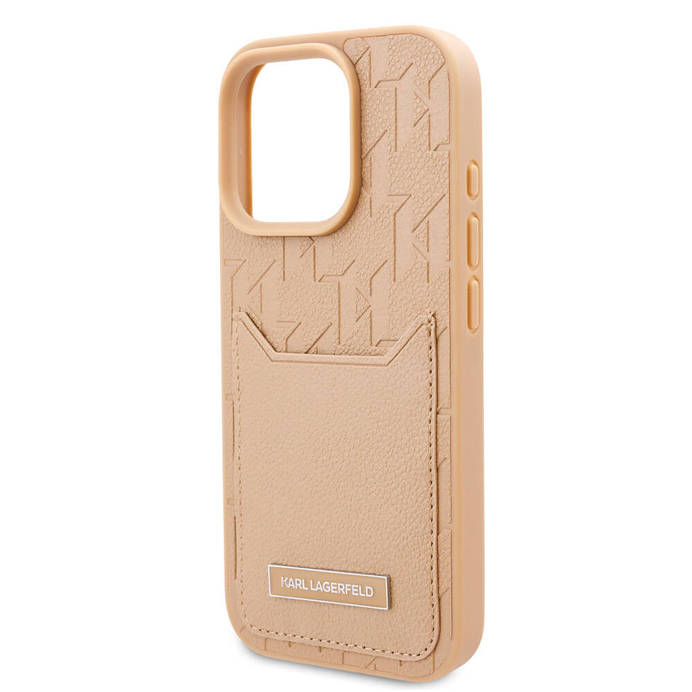 iPhone 16 Pro Max Kılıf Karl Lagerfeld Orjinal Lisanslı KL Desenli Kartlıklı Monogram Kılıf