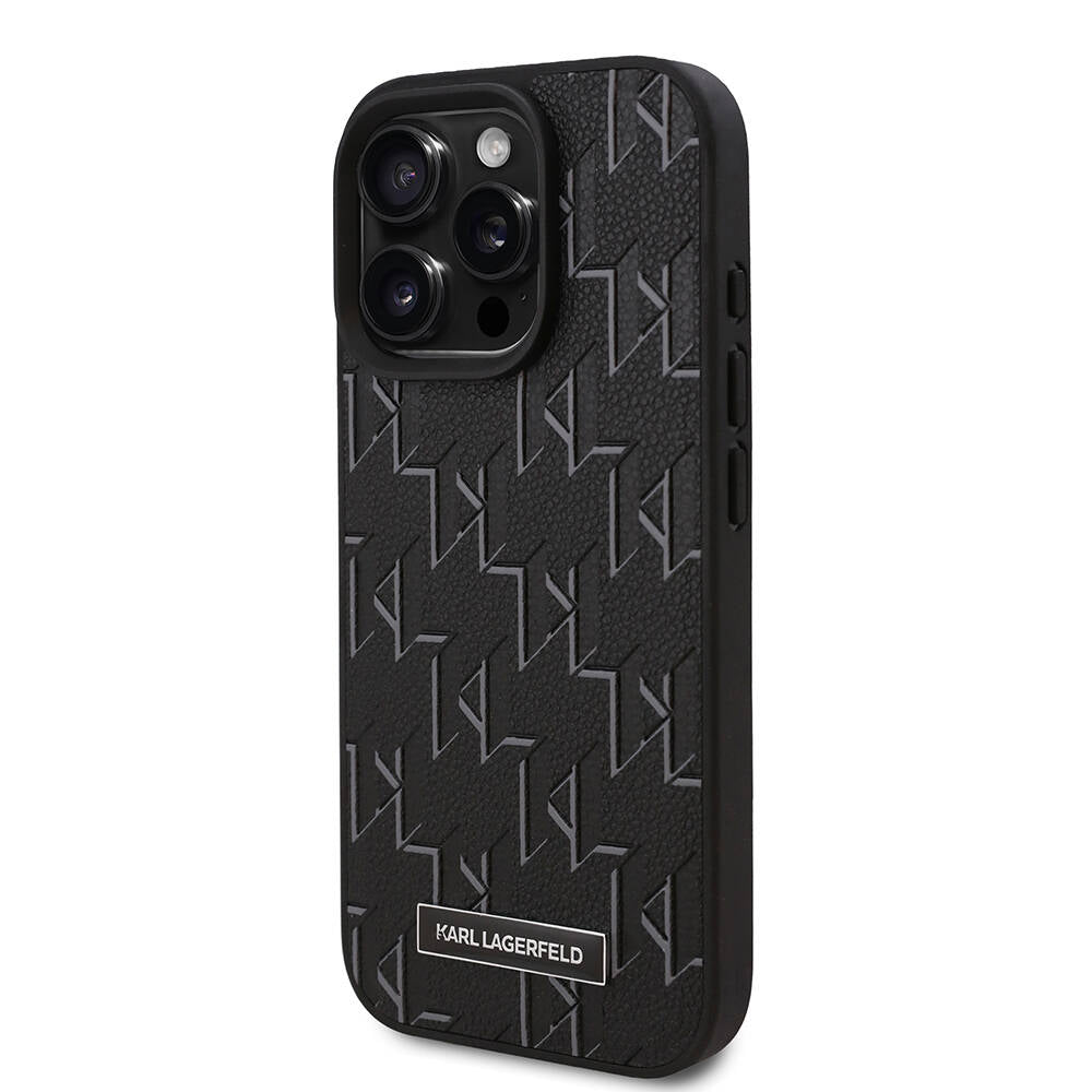 Apple iPhone 16 Pro Max Kılıf Karl Lagerfeld Orjinal Lisanslı Magsafe Şarj Özellikli KL Yazılı Hot Stamp Kapak Pembe