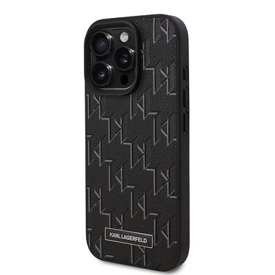 Apple iPhone 16 Pro Max Kılıf Karl Lagerfeld Orjinal Lisanslı Magsafe Şarj Özellikli KL Yazılı Hot Stamp Kapak Pembe