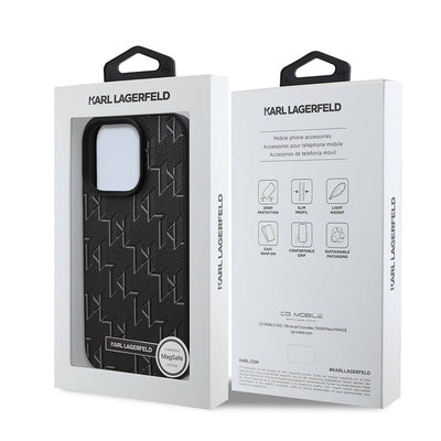 Apple iPhone 16 Pro Max Kılıf Karl Lagerfeld Orjinal Lisanslı Magsafe Şarj Özellikli KL Yazılı Hot Stamp Kapak Pembe