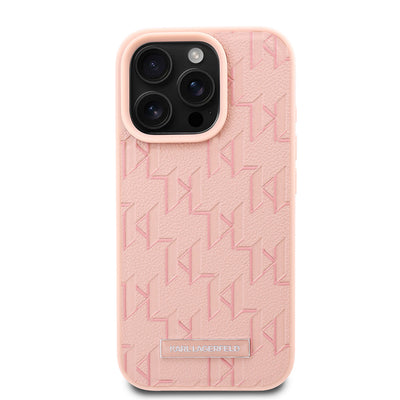 Apple iPhone 16 Pro Max Kılıf Karl Lagerfeld Orjinal Lisanslı Magsafe Şarj Özellikli KL Yazılı Hot Stamp Kapak Krem