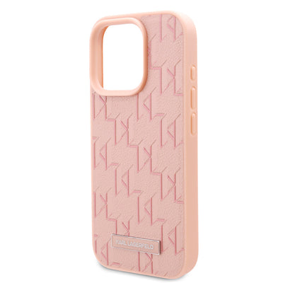 Apple iPhone 16 Pro Max Kılıf Karl Lagerfeld Orjinal Lisanslı Magsafe Şarj Özellikli KL Yazılı Hot Stamp Kapak Krem