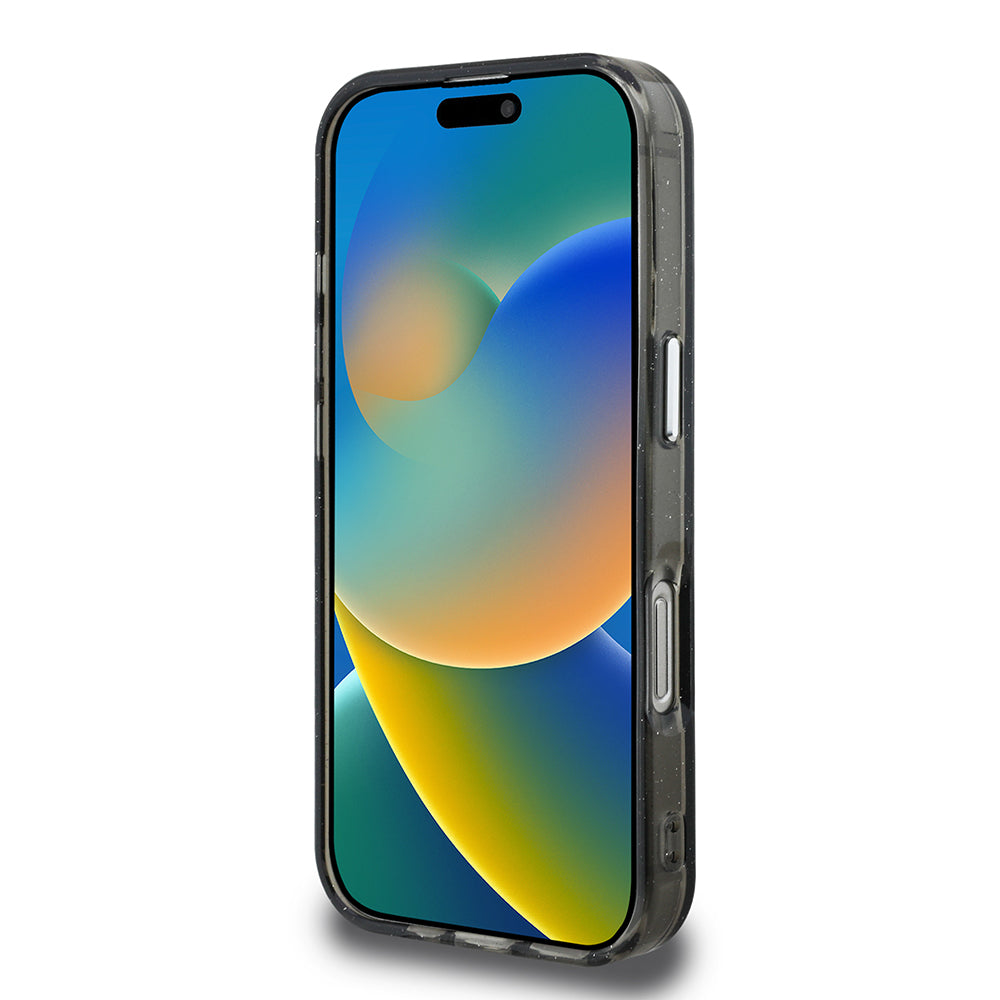 iPhone 16 Pro Max Kılıf Karl Lagerfeld Orjinal Lisanslı Parlayan Simli Karl & Choupette Sketch Logo Kılıf