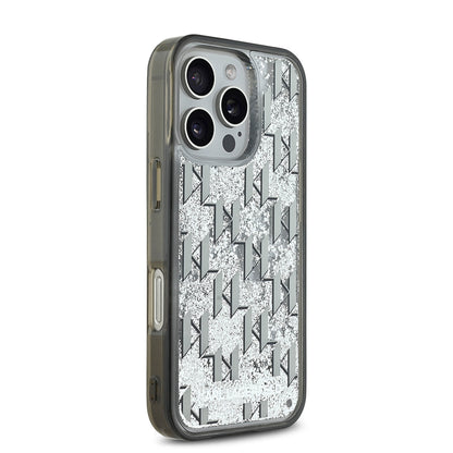 iPhone 16 Pro Max Kılıf Karl Lagerfeld Orjinal Lisanslı Simli KL Yazılı Monogram Gradient Kılıf