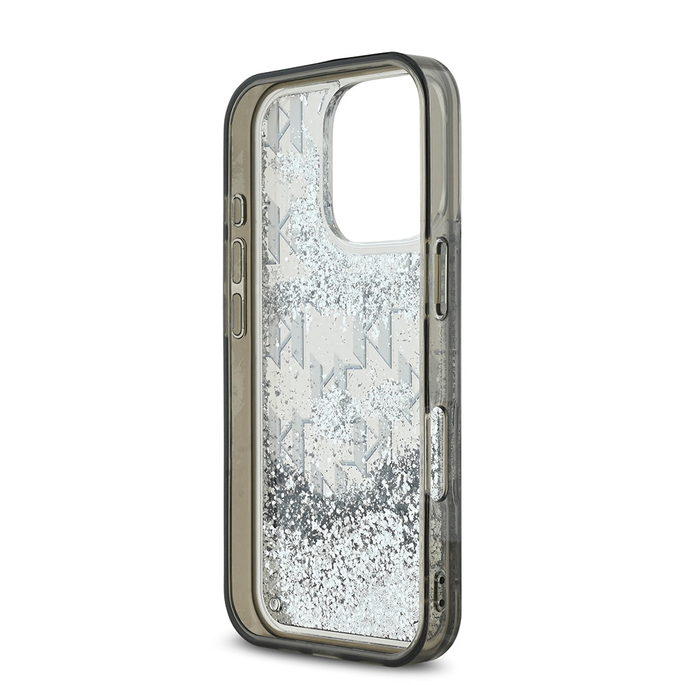 iPhone 16 Pro Max Kılıf Karl Lagerfeld Orjinal Lisanslı Simli KL Yazılı Monogram Gradient Kılıf