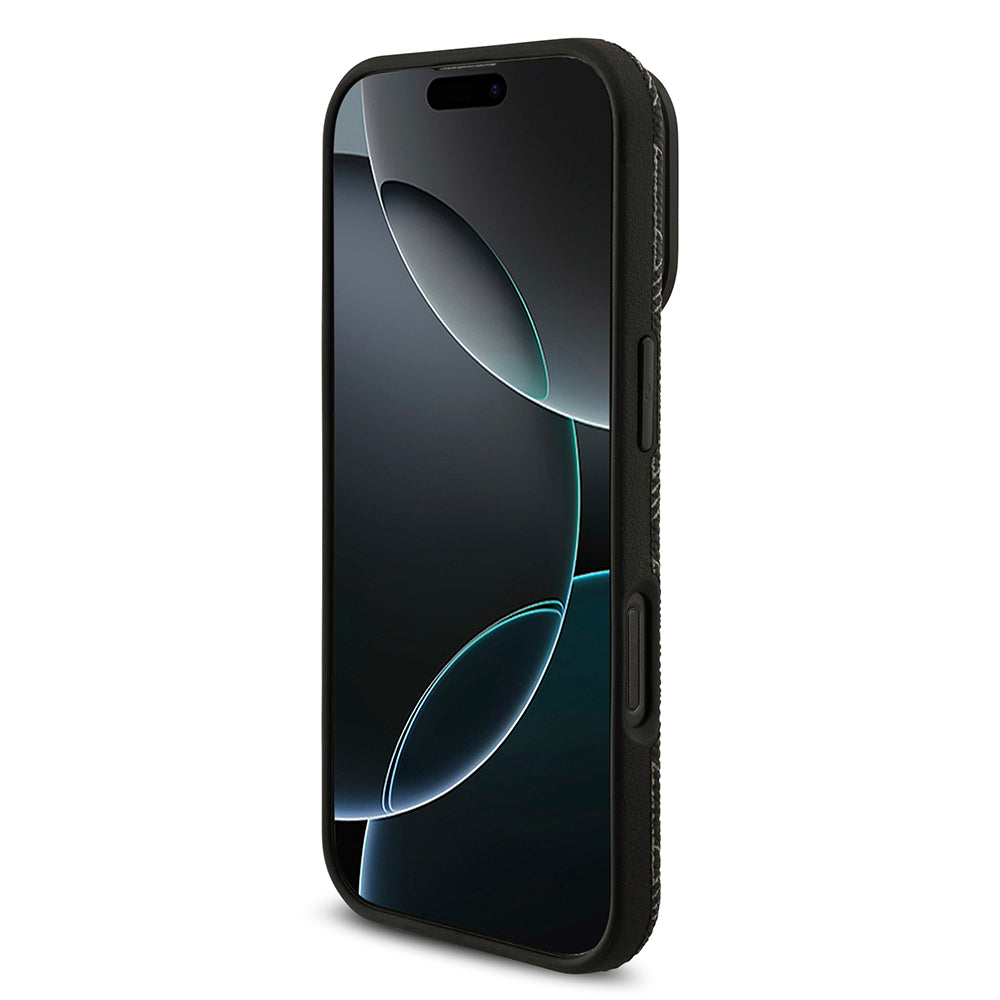 iPhone 16 Pro Max Kılıf Lacoste Orjinal Lisanslı M-safe Şarj Özellikli Standlı PU Deri Karışık Monogram Desenli Kılıf