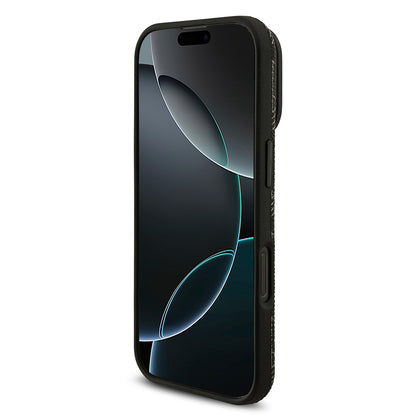 iPhone 16 Pro Max Kılıf Lacoste Orjinal Lisanslı M-safe Şarj Özellikli Standlı PU Deri Karışık Monogram Desenli Kılıf