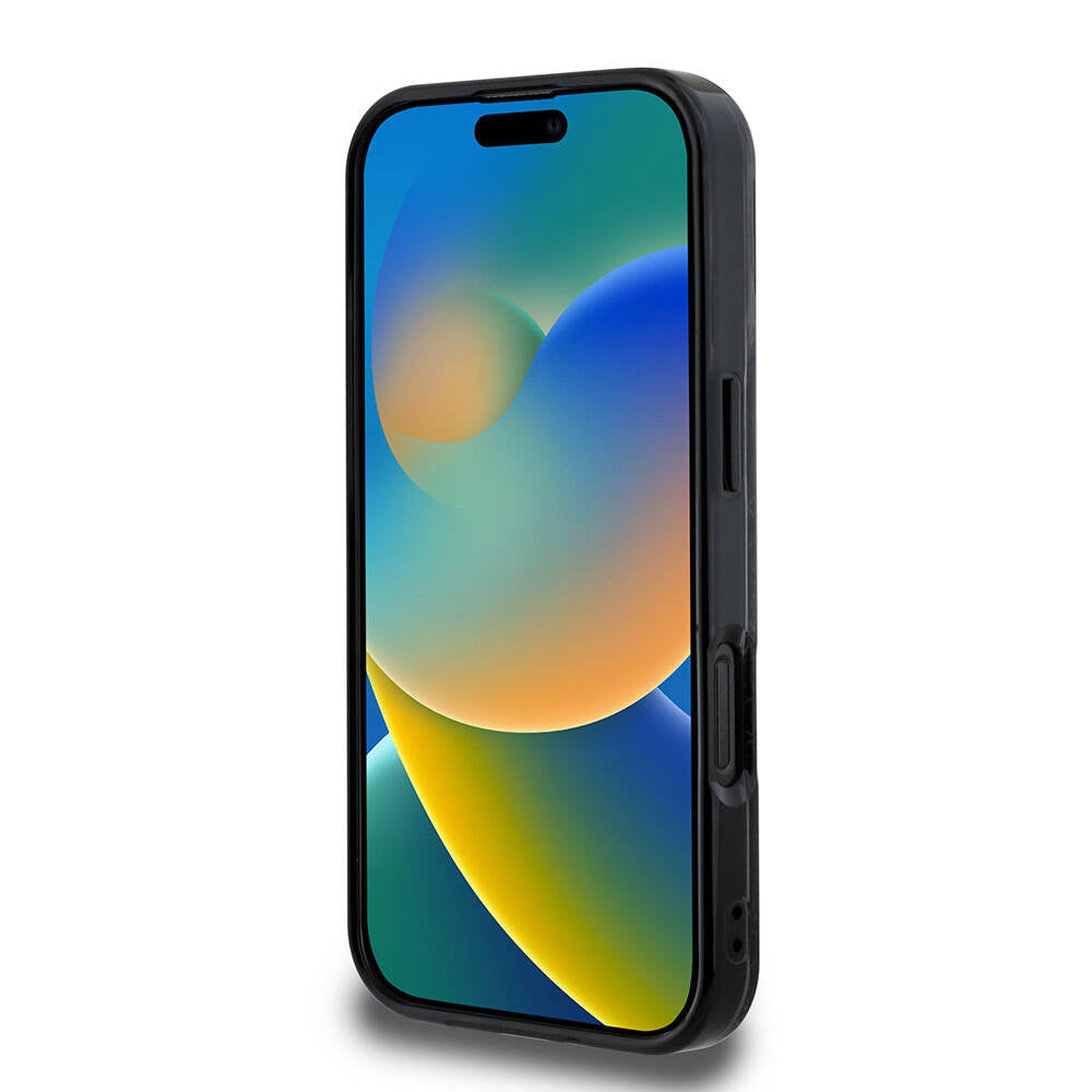 Apple iPhone 16 Pro Max Kılıf Lacoste Orjinal Lisanslı Magsafe Şarj Özellikli IML Baskılı Gümüş Timsah Logolu Monogram Kapak Siyah