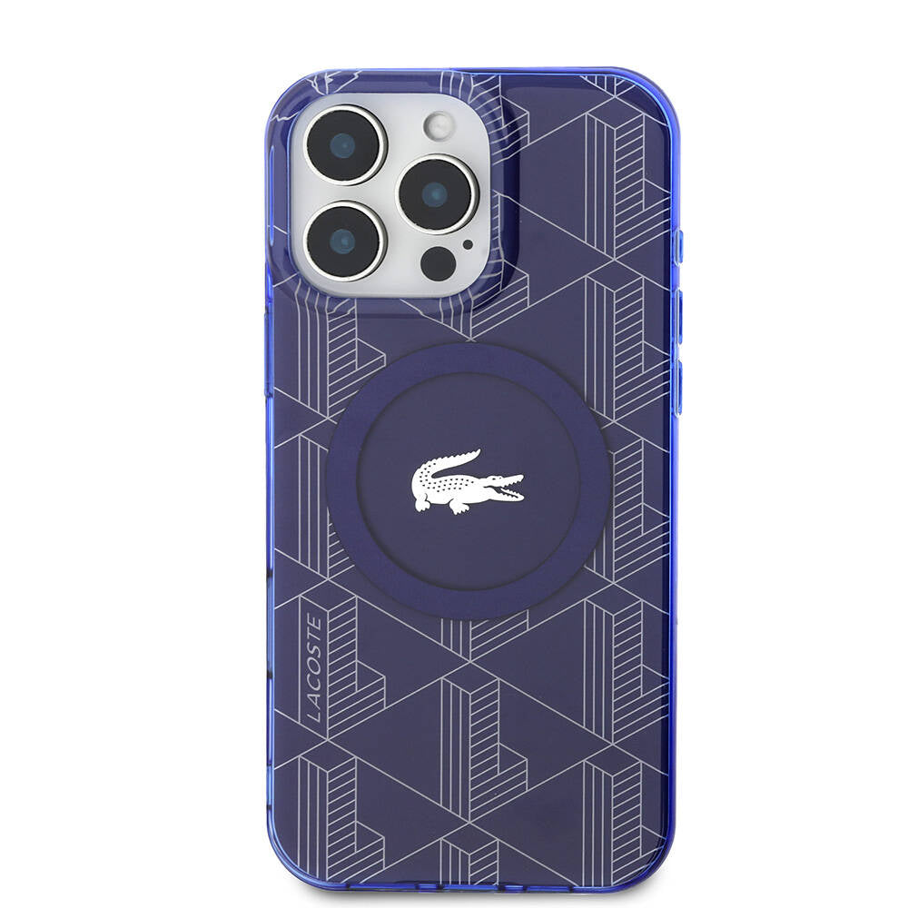 iPhone 16 Pro Max Kılıf Lacoste Orjinal Lisanslı M-safe Şarj Özellikli IML Baskılı Gümüş Timsah Logolu Monogram Kılıf