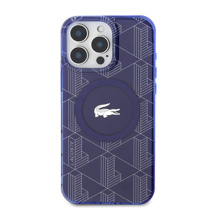 iPhone 16 Pro Max Kılıf Lacoste Orjinal Lisanslı M-safe Şarj Özellikli IML Baskılı Gümüş Timsah Logolu Monogram Kılıf