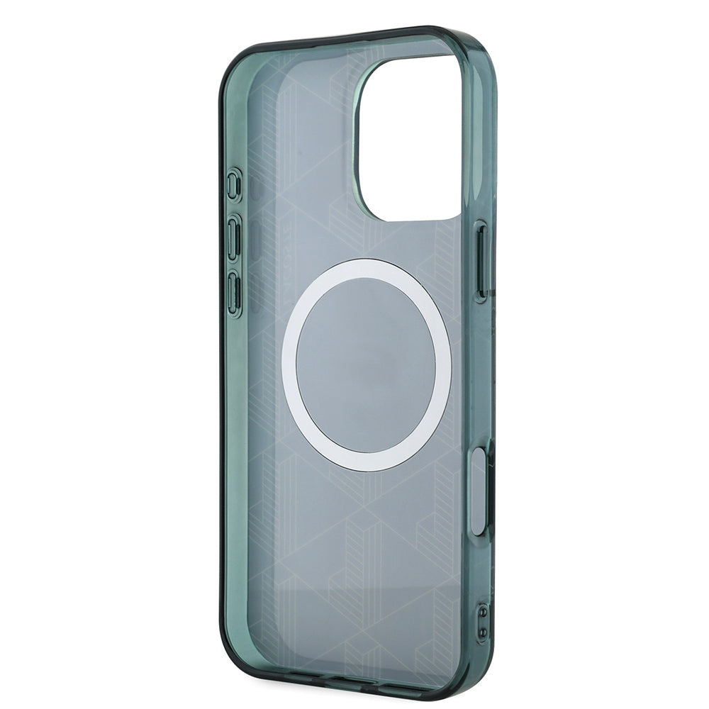 iPhone 16 Pro Max Kılıf Lacoste Orjinal Lisanslı M-safe Şarj Özellikli IML Baskılı Gümüş Timsah Logolu Monogram Kılıf