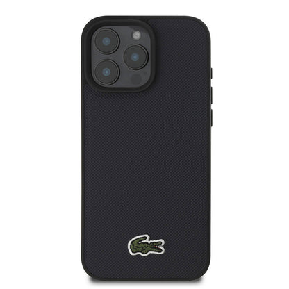 iPhone 16 Pro Max Kılıf Lacoste Orjinal Lisanslı PU Pike Desenli Arka Yüzey İkonik Timsah Dokuma Logolu Kılıf