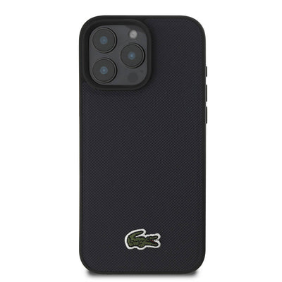 Apple iPhone 16 Pro Max Kılıf Lacoste Orjinal Lisanslı PU Pike Desenli Arka Yüzey İkonik Timsah Dokuma Logolu Kapak Kırmızı
