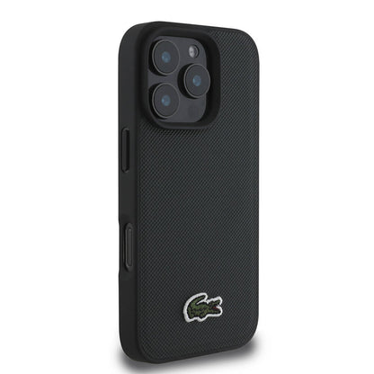 iPhone 16 Pro Max Kılıf Lacoste Orjinal Lisanslı PU Pike Desenli Arka Yüzey İkonik Timsah Dokuma Logolu Kılıf