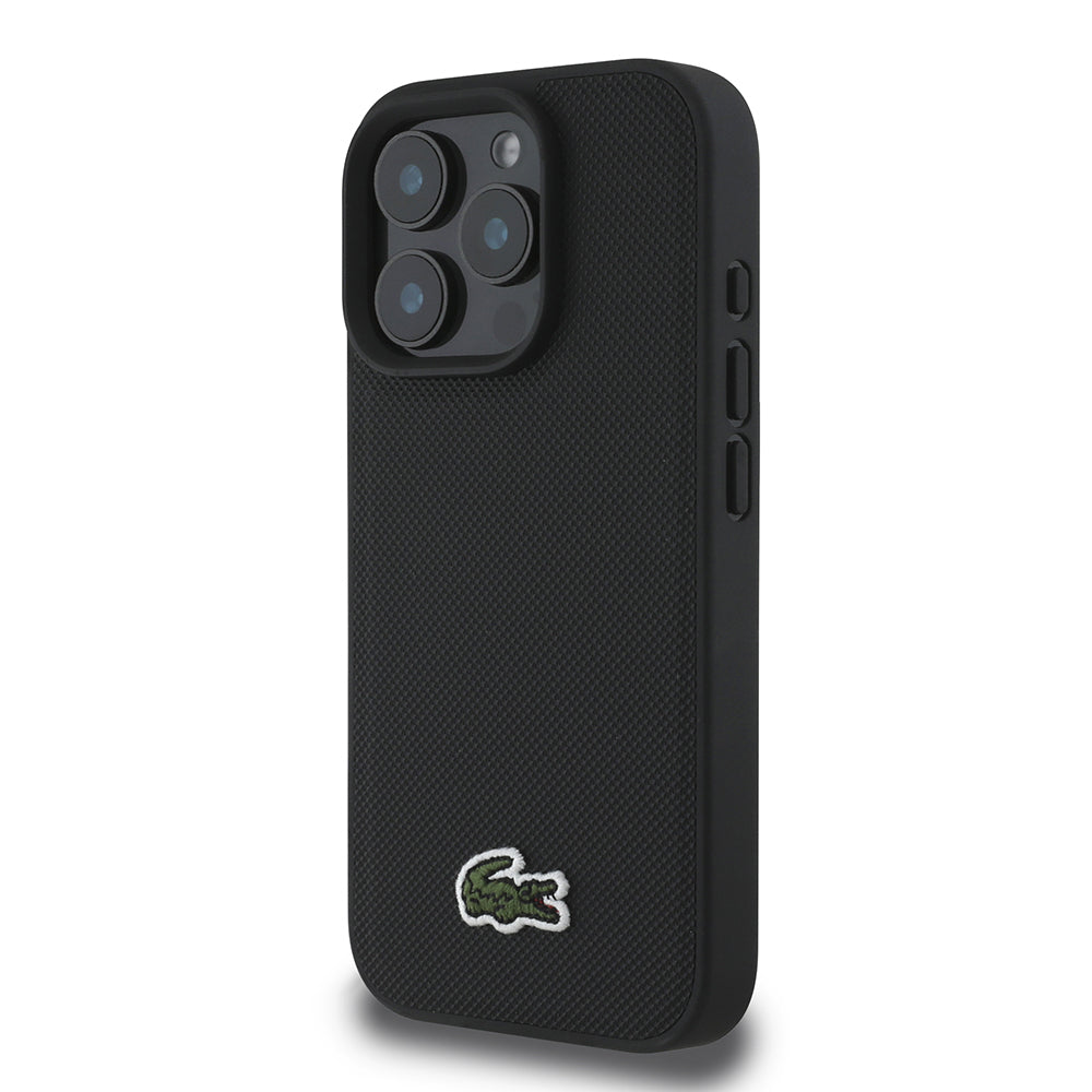 iPhone 16 Pro Max Kılıf Lacoste Orjinal Lisanslı PU Pike Desenli Arka Yüzey İkonik Timsah Dokuma Logolu Kılıf + Type-C Kablo 1.5m
